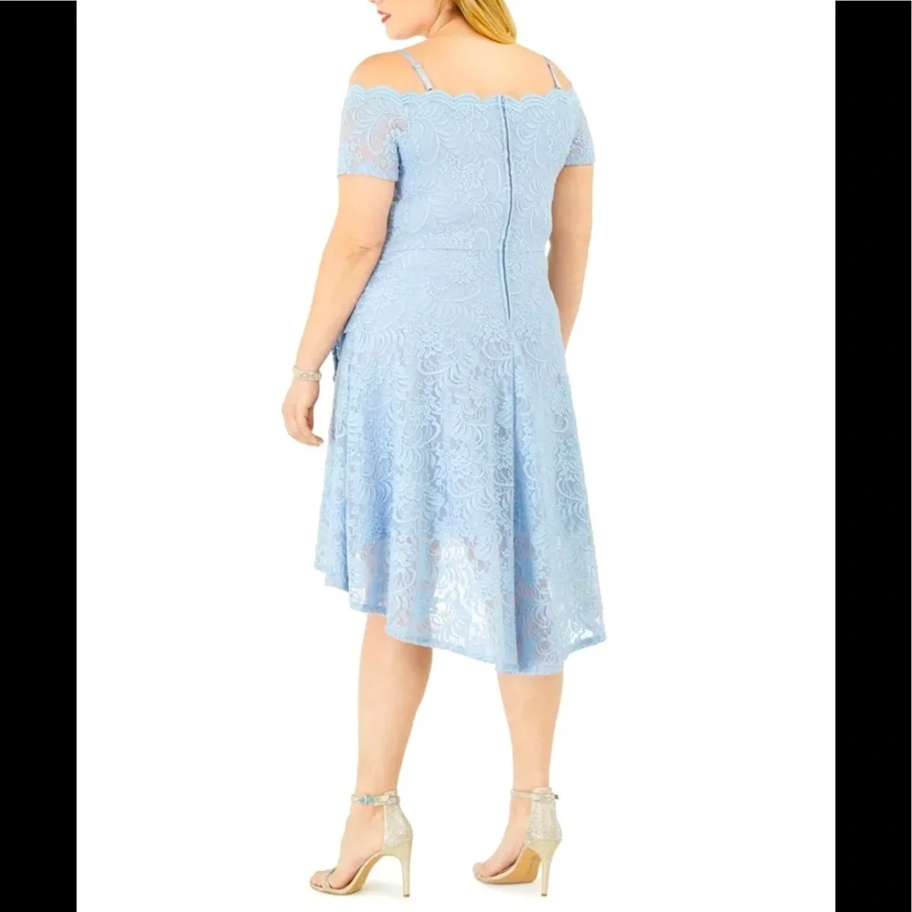 Women’s Formal Dress Plus Size 16W 20W CITY STUDIO Light Blue Off the Shoulder - Picture 5 of 7